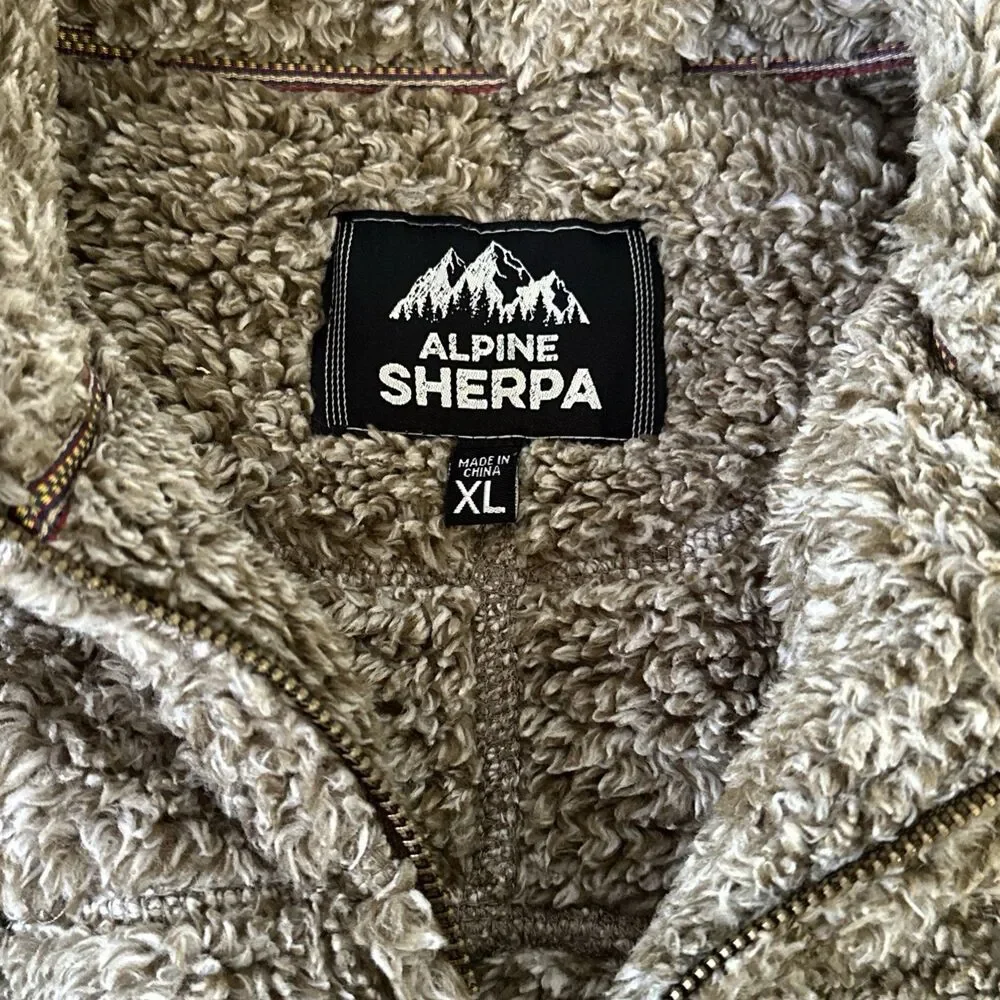 Alpine Sherpa Quarter Zip Brown Western‎ Pullover Sweater Womens Size XL